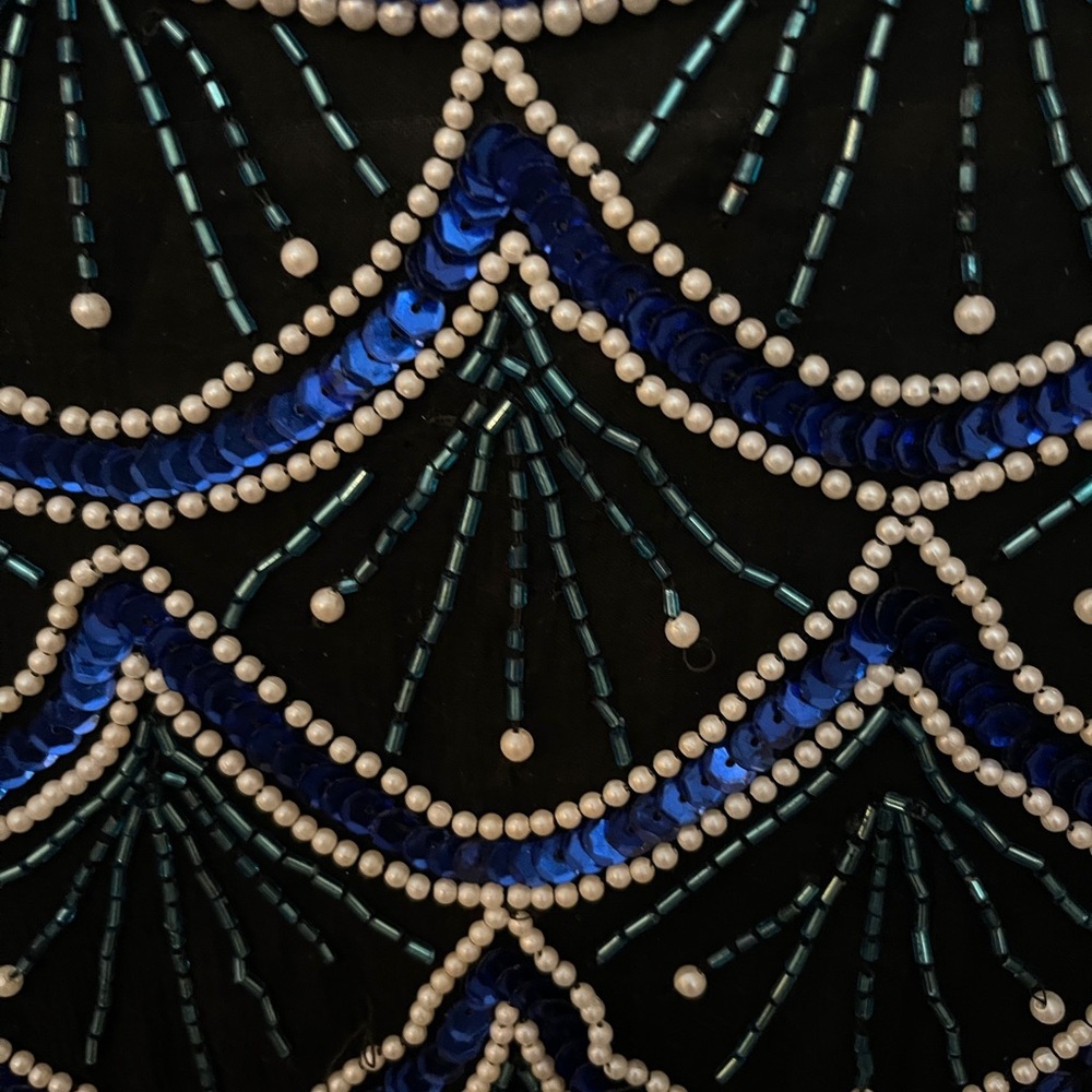 Laurence Kazar vintage beaded sequined silk back zip short sleeve blouse Size S. - Picture 2 of 11